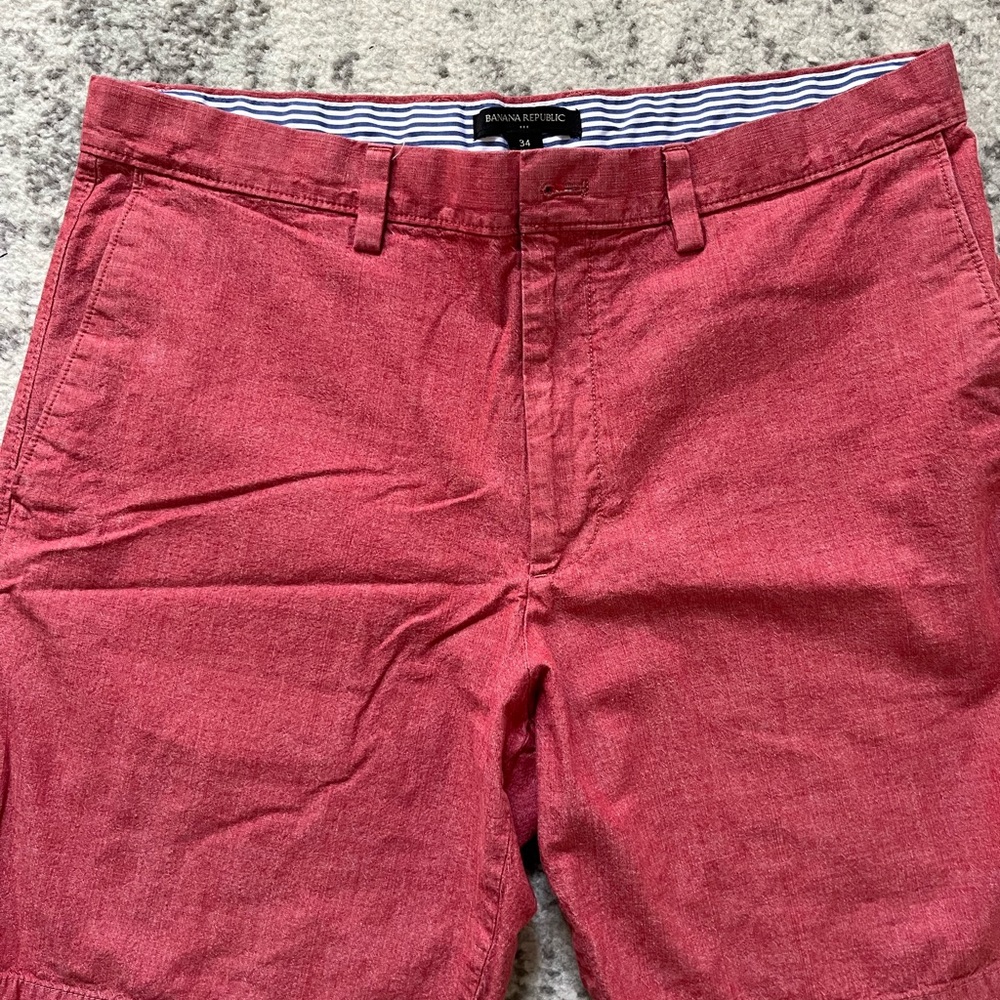 Banana Republic Flat Front Red Shorts Casual Style